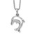 Playful sterling silver rhodium-plated set featuring graceful dolphin designs accented with sparkling diamonds.