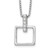 Modern sterling silver rhodium-plated set featuring open square designs accented with sparkling diamonds.