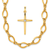 14k gold set, featuring a two-tone cross pendant with a diamond at the center and an elegant 18” chain.