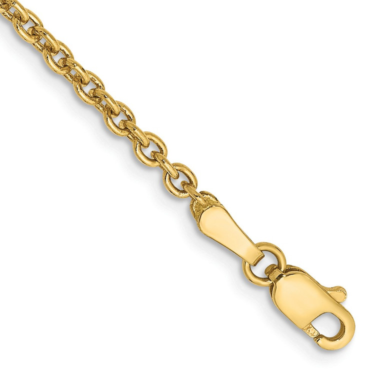 14K 9 inch 2.2mm Forzantine Cable with Lobster Clasp Anklet