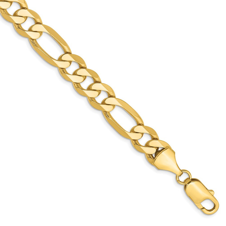 14K 9 inch 8.75mm Flat Figaro with Lobster Clasp Chain
