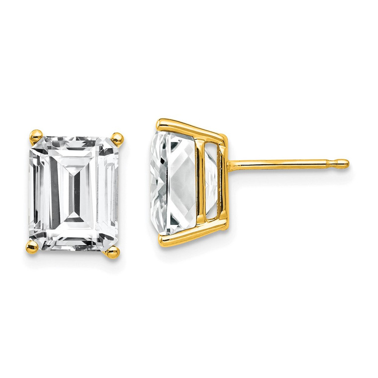 14k 9x7mm Emerald Cut Cubic Zirconia Earrings