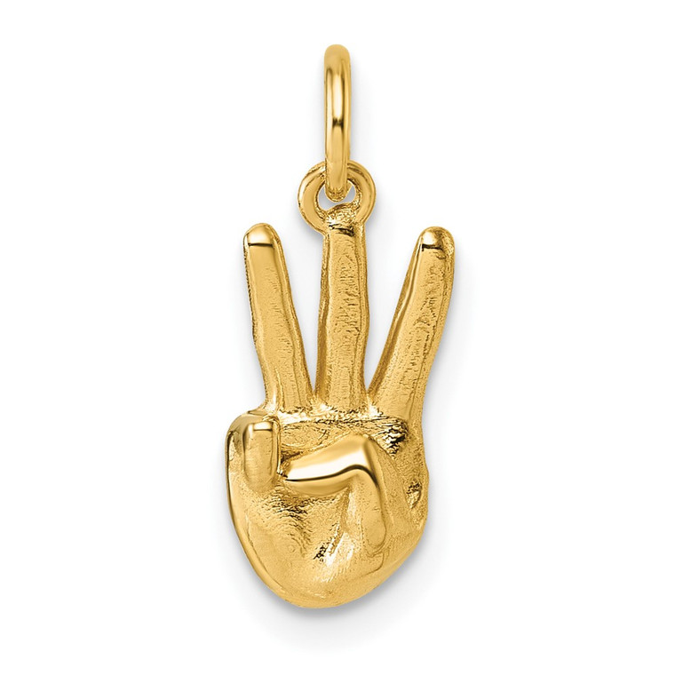14K American Sign Language Alphabet Fingerspelling Sign W Pendant