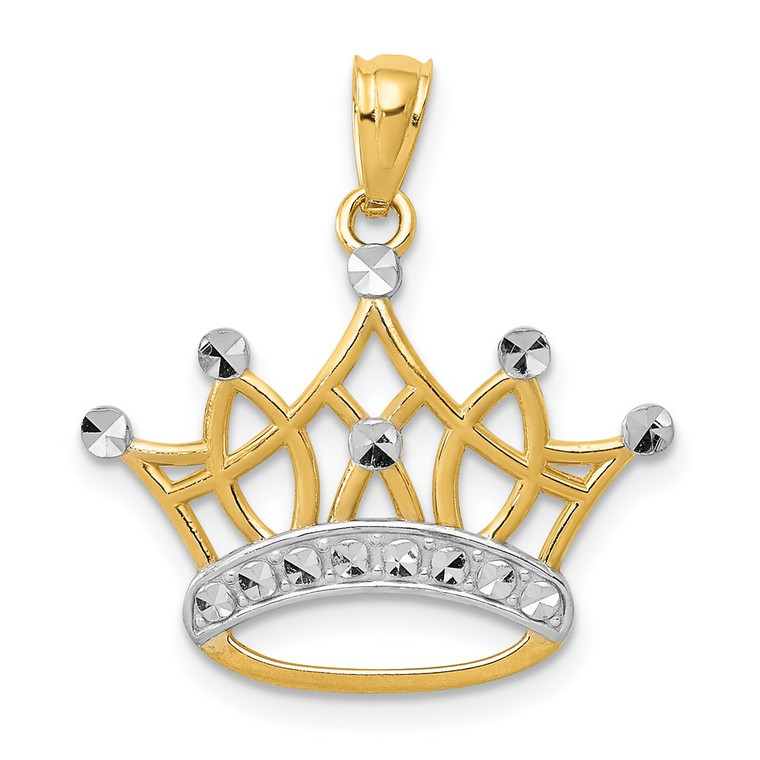 14k and Rhodium Crown Pendant - K2-8DC04F44-8348