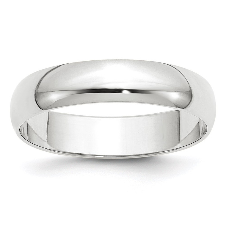 10k White Gold 5mm Lightweight Half Round Wedding Band Size 9.5