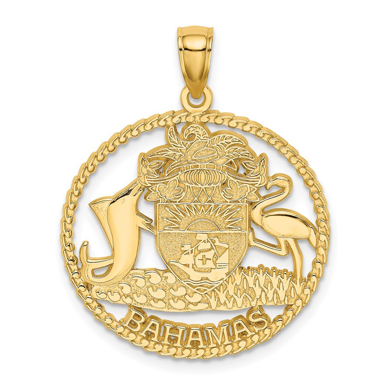 14K BAHAMAS Crest In Textured Frame Charm