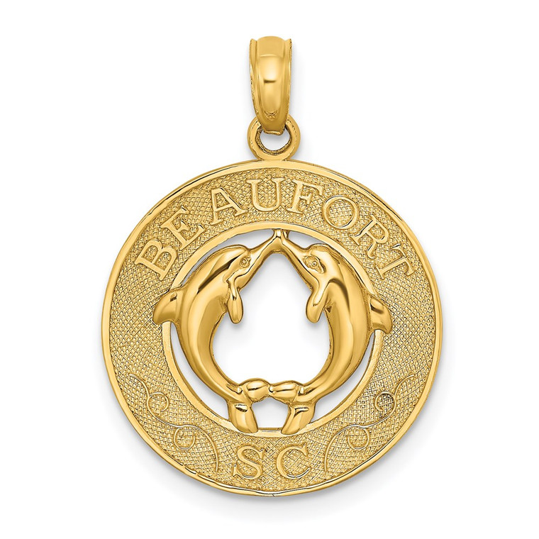 14K BEAUFORT SC w/Dolphins Circle Charm