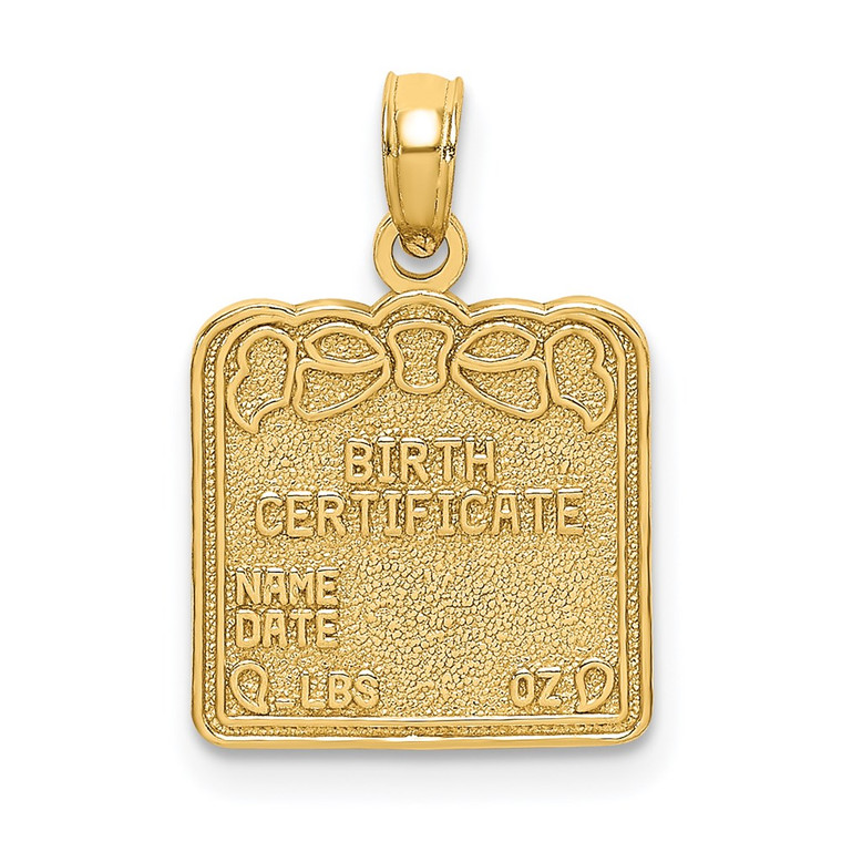 14k BIRTH CERTIFICATE Charm