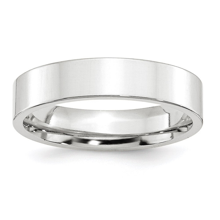 10k White Gold 5mm Standard Weight Flat Comfort Fit Wedding Band Size 11