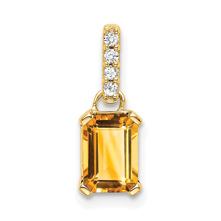 14K Citrine and Diamond Pendant - PM-0158AAFA-9613