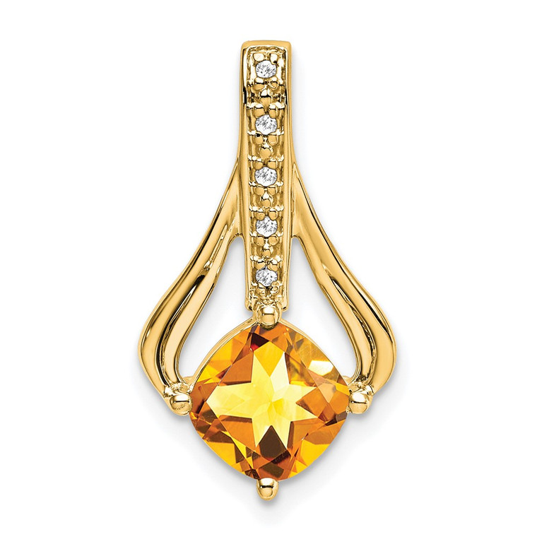14k Citrine and Diamond Pendant - PM-D52342AE-1214