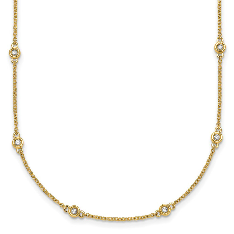 14k Complete 1/3 carat Bezel-set Diamond and Cable Chain 18-Station 18 inch Necklace
