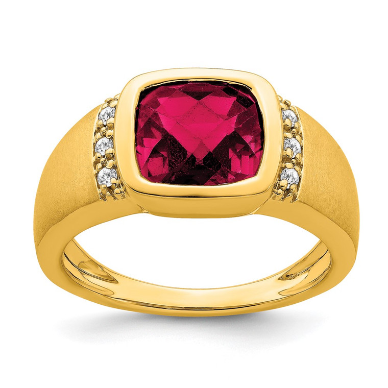14k Created Ruby and Diamond Mens Ring - RM-14E79D4A-7768