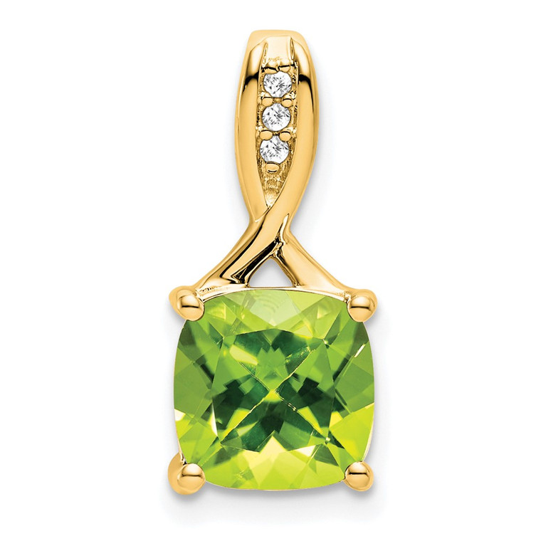 14k Cushion Peridot and Diamond Pendant - PM-2735BB27-4798