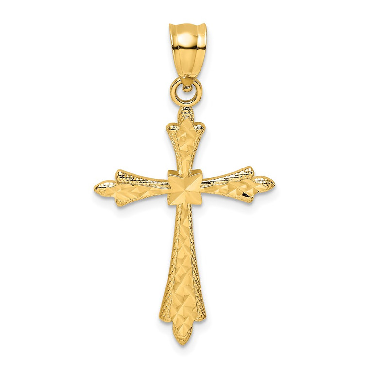 14K D/C Cross w/ Fancy Edges Charm