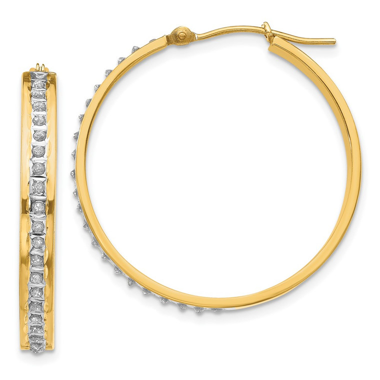 14k Diamond Fascination Round Hinged Hoop Earrings - DF-820FE6D7-7144