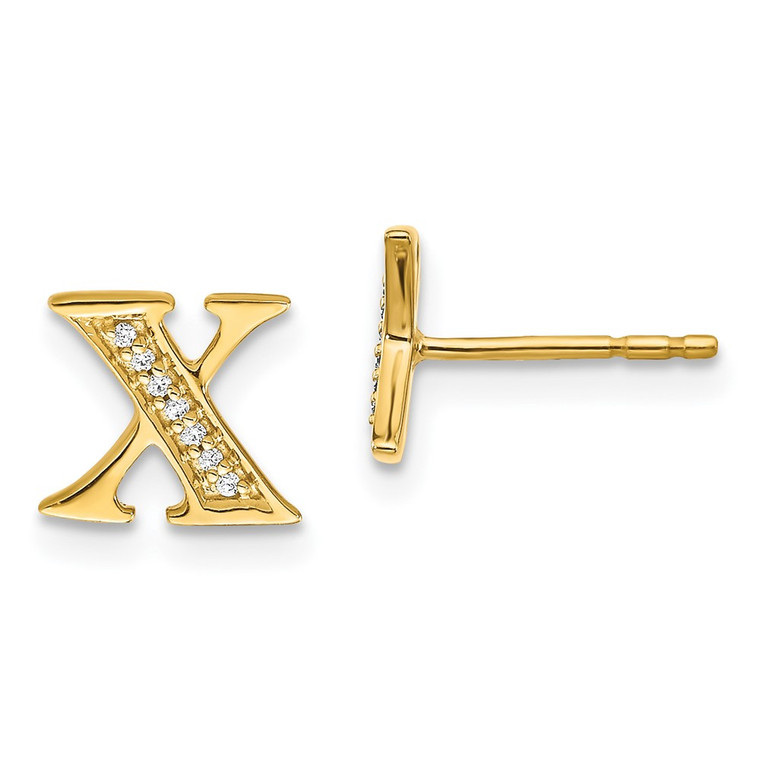 14k Diamond Initial X Earrings
