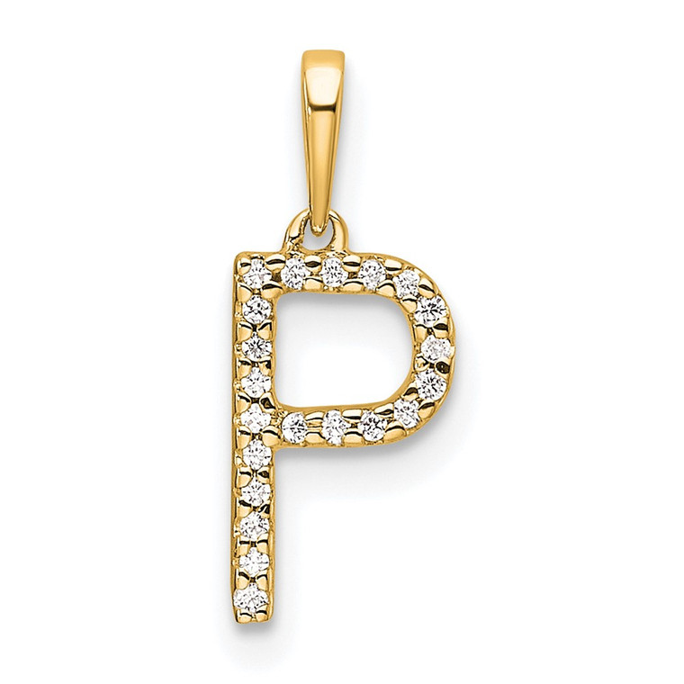 14K Diamond Letter P Initial Pendant - PM-29354D1A-1103