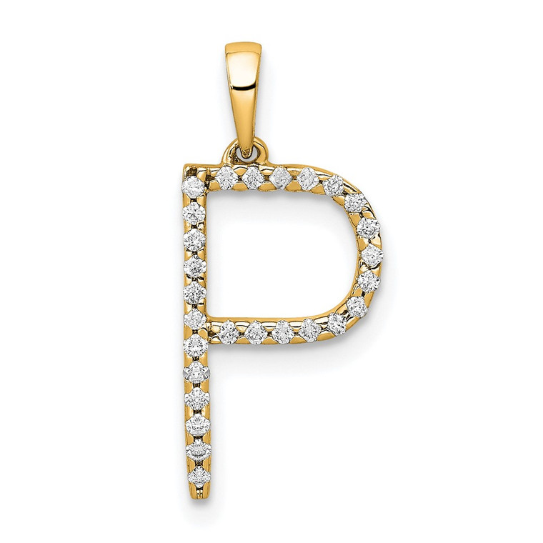 14K Diamond Letter P Initial Pendant - PM-7EE0FFD2-1675