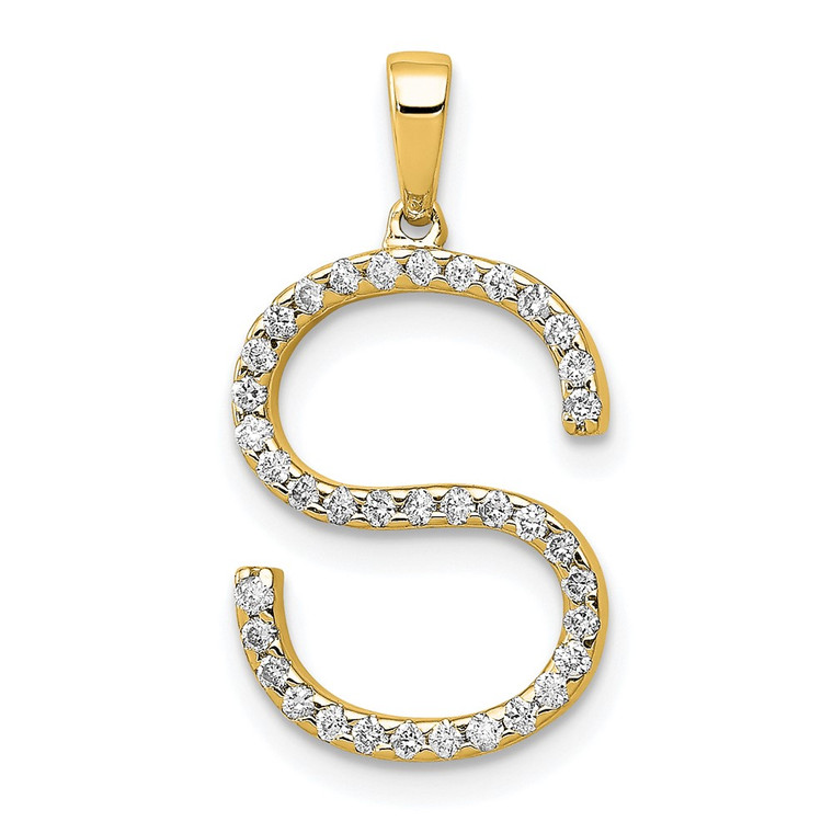 14K Diamond Letter S Initial Pendant - PM-6FDC0E74-5387