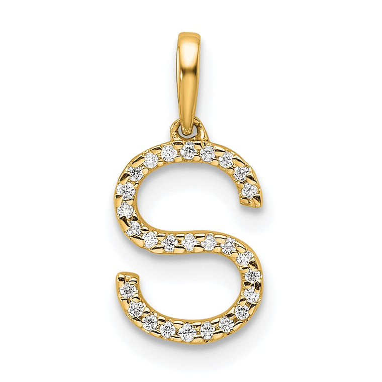 14K Diamond Letter S Initial Pendant - PM-E389C7D4-9532