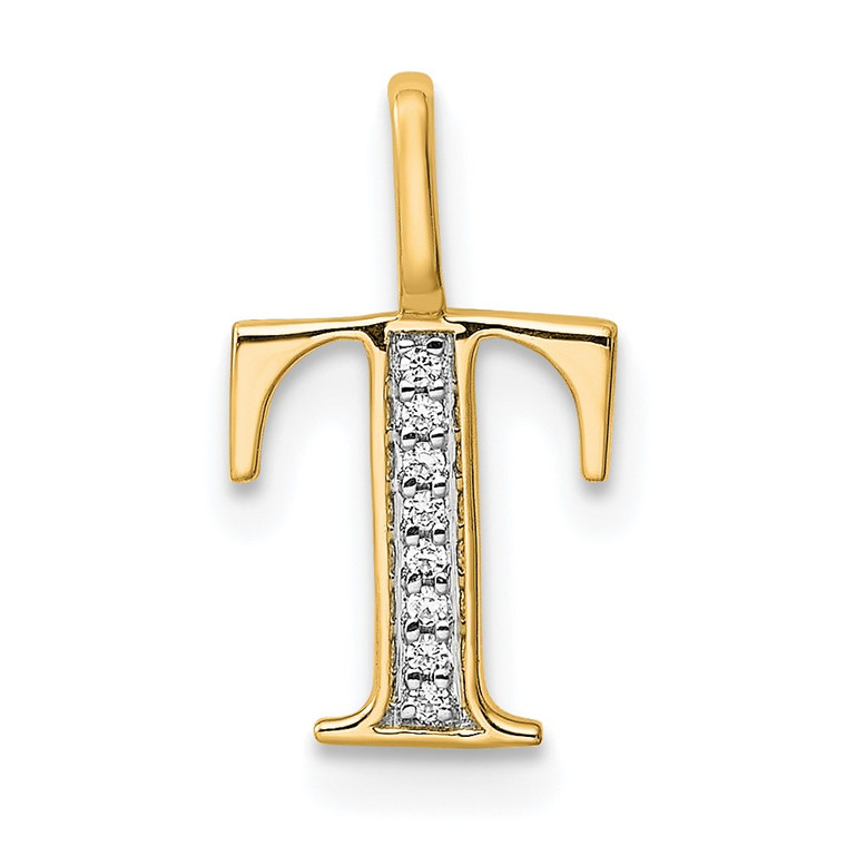 14k Diamond Letter T Initial Pendant - PM-B02505C2-8853
