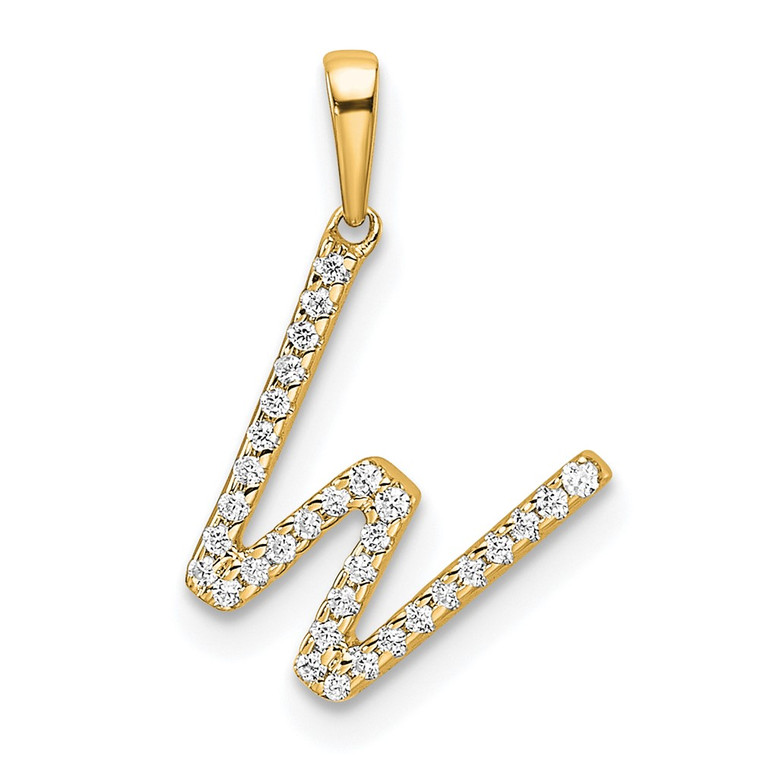 14K Diamond Letter W Initial Pendant - PM-B9F019CD-1915