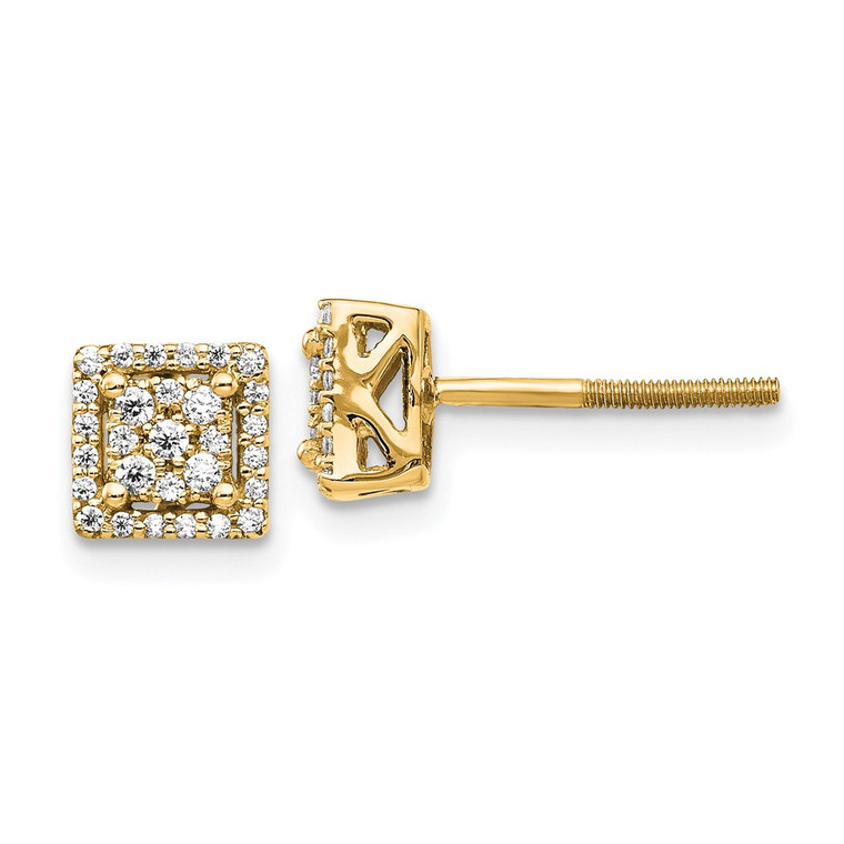 14k Diamond Square Screw Back Post Earrings - EM-BB4FA28F-1983