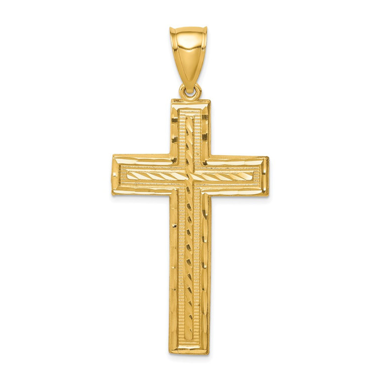 14K Diamond-cut Cross Pendant - XR-07872FE3-1471