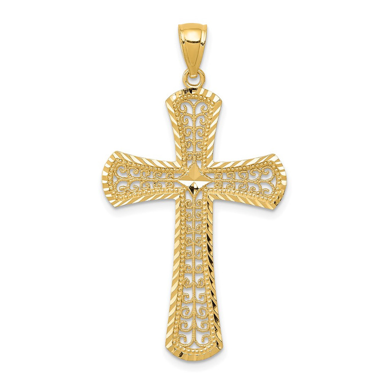 14k Diamond-cut Filigree Cross Pendant - C3-8AE008BC-2374
