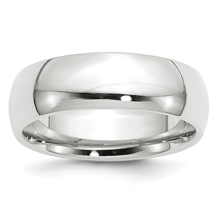 10k White Gold 7mm Standard Weight Comfort Fit Wedding Band Size 8