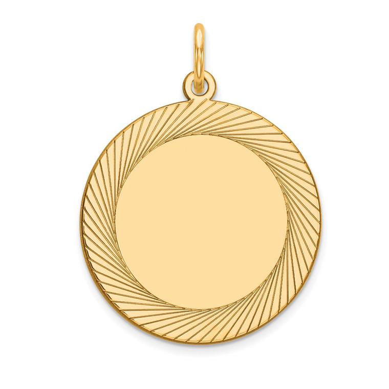 14k Etched Design .027 Gauge Circular Engravable Disc Charm - XM-0C0462F3-3784