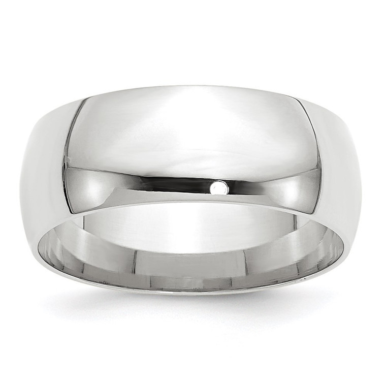 10k White Gold 8mm Lightweight Comfort Fit Wedding Band Size 11.5