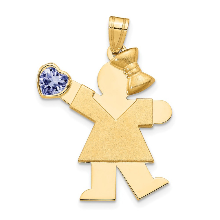 14k Girl with CZ June Birthstone Charm