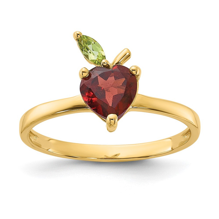 14K Gold Garnet and Peridot Apple Ring