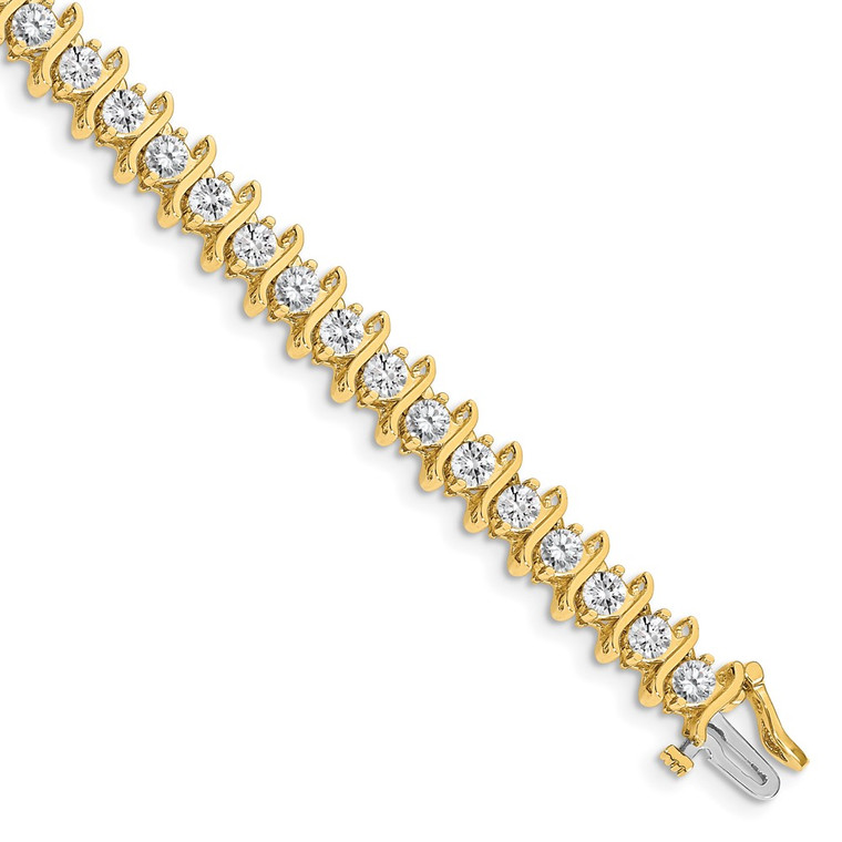 14k Holds 7.19 carat 33-3.8mm Round Diamond 2-prong S-link 7 inch Tennis Bracelet Mounting
