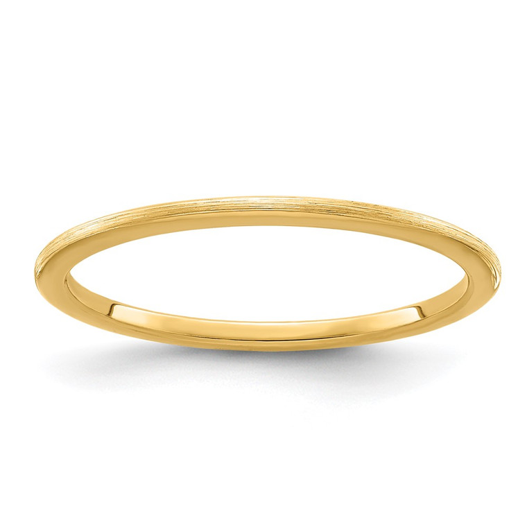 10K Yellow Gold 1.2mm Half Round Satin Stackable Band Size 5.5