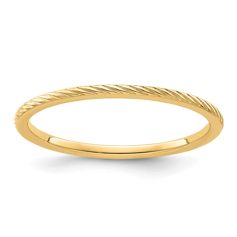 10K Yellow Gold 1.2mm Twisted Wire Pattern Stackable Band Size 4