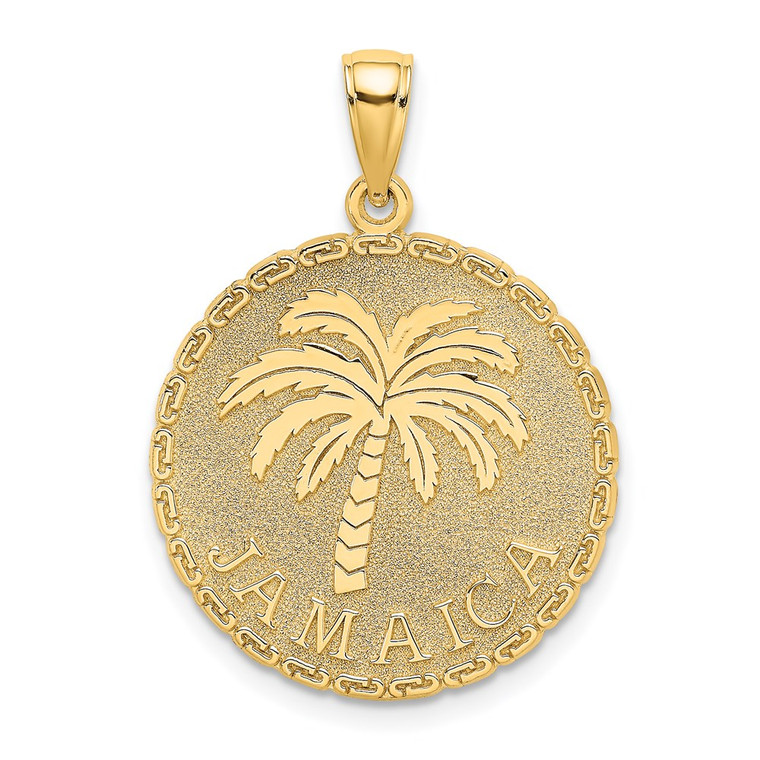 14K JAMAICA and Palm Tree Disk Charm - K7-1B8DDD06-8882