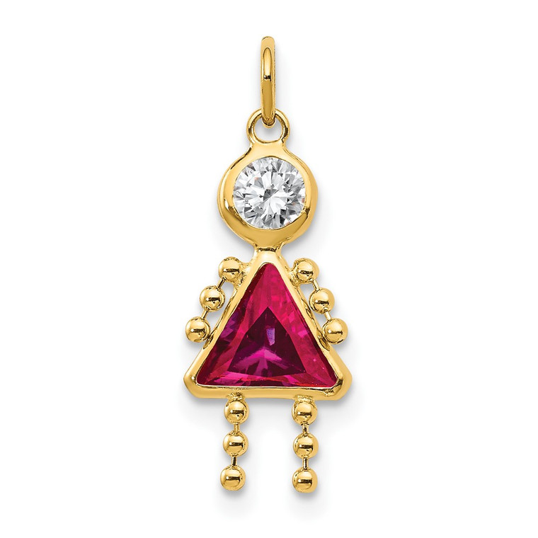 14k July Girl Birthstone Charm