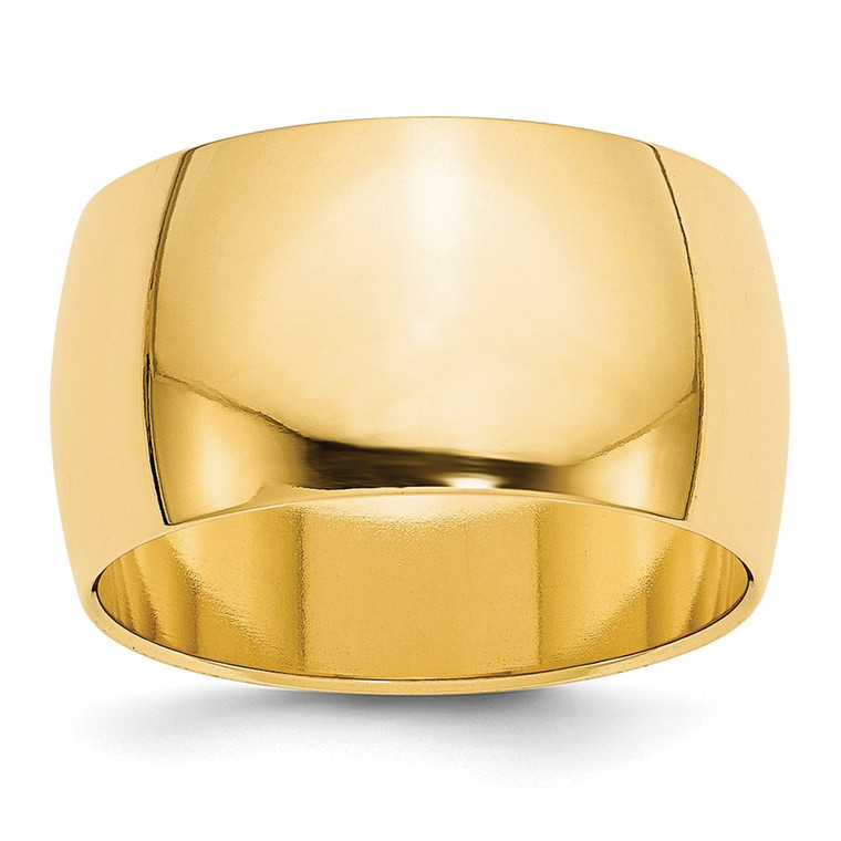 10k Yellow Gold 12mm Half Round Wedding Band Size 10