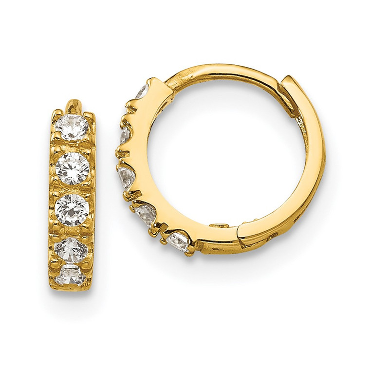 14k Madi K CZ Children's Hinged Hoop Earrings - GK-9E8E3E9E-3255