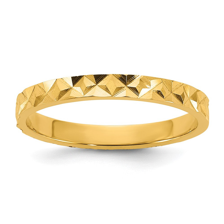 14K Madi K Diamond-cut Design 2mm Flat Band Size 3 Baby / Children's Ring