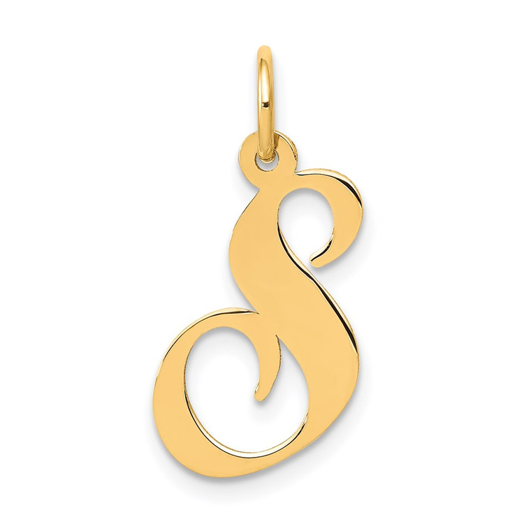 14K Medium Fancy Script Letter S Initial Charm