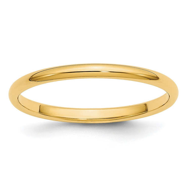 10k Yellow Gold 2mm Half Round Wedding Band Size 7
