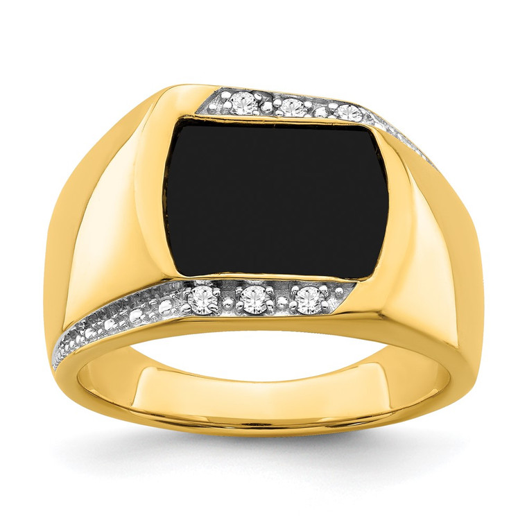 14k Onyx and Diamond Mens Ring - RM-3B8BAF97-8358