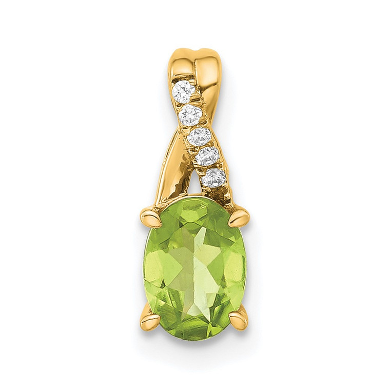 14K Oval Peridot and Diamond Pendant - PM-5AB17132-3350