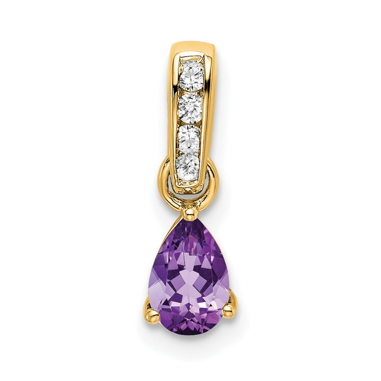 14K Pear Amethyst and Diamond Pendant - PM-2B1673EC-4552