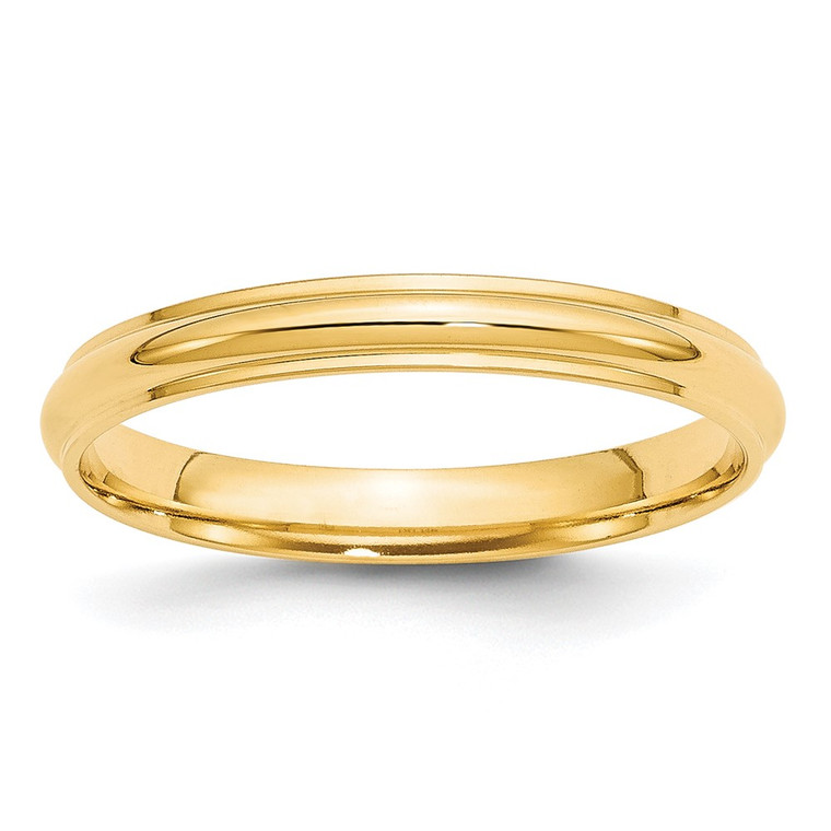 10k Yellow Gold 3mm Half Round with Edge Wedding Band Size 8