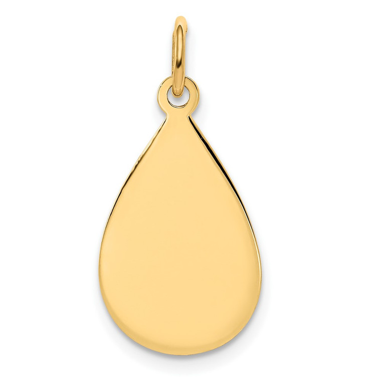 14k Plain .009 Gauge Engravable Raindrop Disc Charm - XM-A66A0A8A-4697